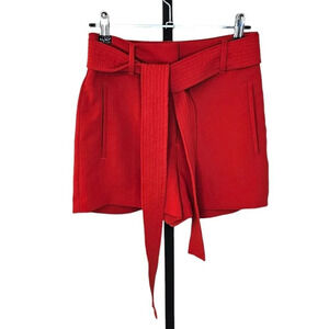 Aritzia Wilfred Tie Waist Shorts  Size 0 Red High Rise Belted Crepe